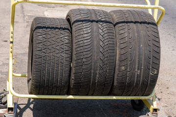 three tyres needed in a workshop for tyre change 