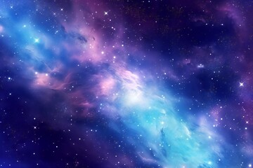 Space background with stardust and shining stars. Realistic colorful cosmos with nebula and milky way. Blue galaxy background. Beautiful outer space. Infinite universe Generative AI