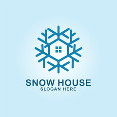 snow house logo line art design