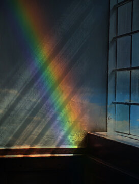 Surrealism Art With A Rainbow In The Window 