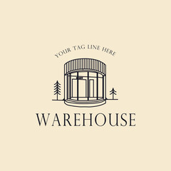 logo warehouse line art logo vector concept illustration template design. icon home design