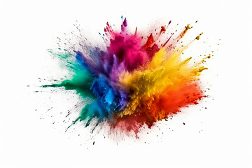 Fototapeta na wymiar Generative AI illustration of powders exploding with the colors of the rainbow.LGTB