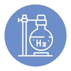 Chemical industry H2 color line icon. Hydrogen energy. Isolated vector element.