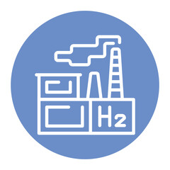 Factory production H2 color line icon. Hydrogen energy. Isolated vector element.