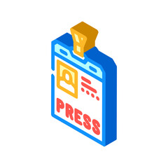 press pass news media isometric icon vector. press pass news media sign. isolated symbol illustration