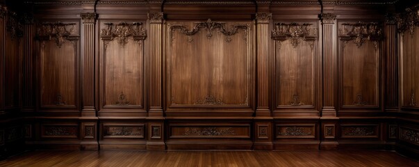 empty room adorned with warm wooden walls, emanating a sense of tranquility and natural elegance