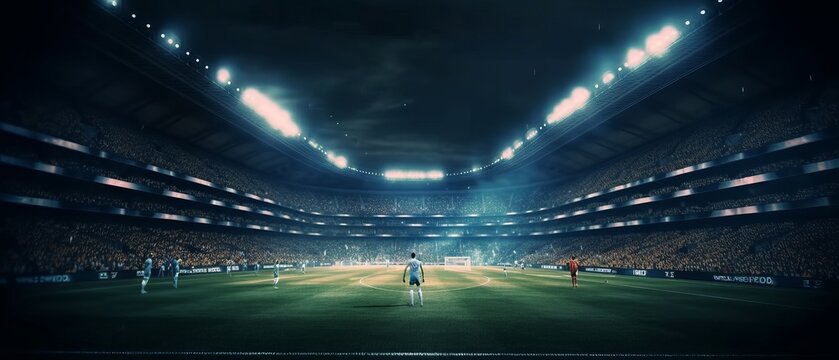 Premium AI Image  Stadium arena celebrating Manchester city winnning champions  league illustration generative ai