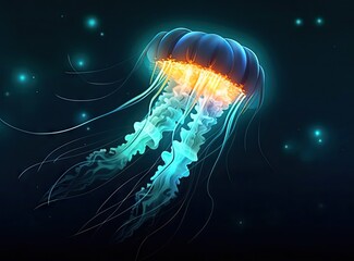 macro photography underwater sea jellyfish close-up created with Generative AI technology.