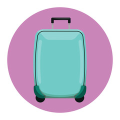 Packed suitcase on white background