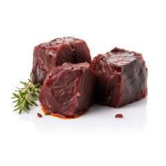 Elk stew meat meat isolated on white background. Generative AI
