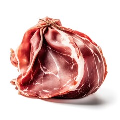 Prosciutto meat isolated on white background. Generative AI