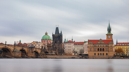 Long exposure that takes up the Charles Bridge and the Powder Tower
