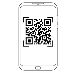 Mobile phone scan qr code, reader applecation, technology concept isolated. Barcode scaner. 