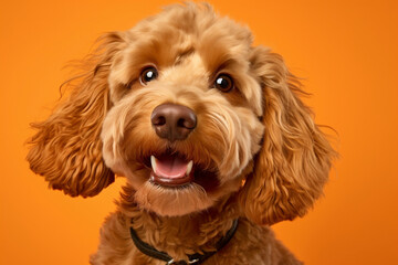 Fototapeta premium Portrait of a dog on a colorful background -Generative AI