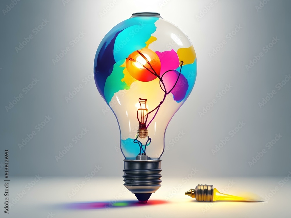 Poster light bulb with idea generated by ai