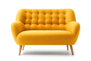 minimal concept. Stylish yellow insulated sofa created with Generative AI technology.