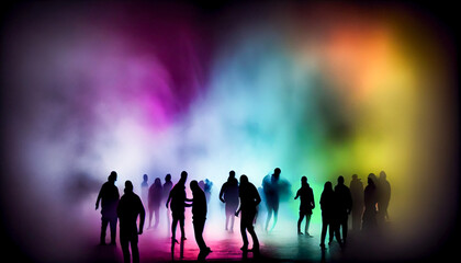 silhouette of rainbow dancers - generative AI