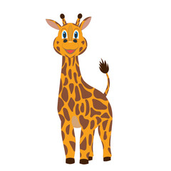 Obraz premium Cute happy giraffe, cartoon character. Vector illustration.