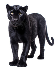 Fototapeta na wymiar Black panther isolated on the transparent background PNG. AI generative.