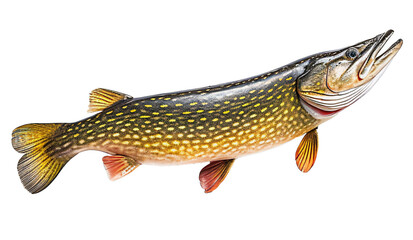 Naklejka premium Pike isolated on the transparent background PNG. AI generative.