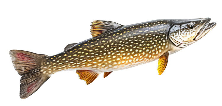  Pike isolated on the transparent background PNG. AI generative.