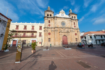 Fototapeta na wymiar Cartagena, Bolivar, Colombia. March 16, 2023: Architecture of the San Pedro de Claver Church.