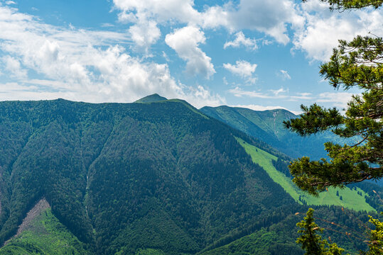 View from Boboty hill in Mala Fatra mountains in Slovakia