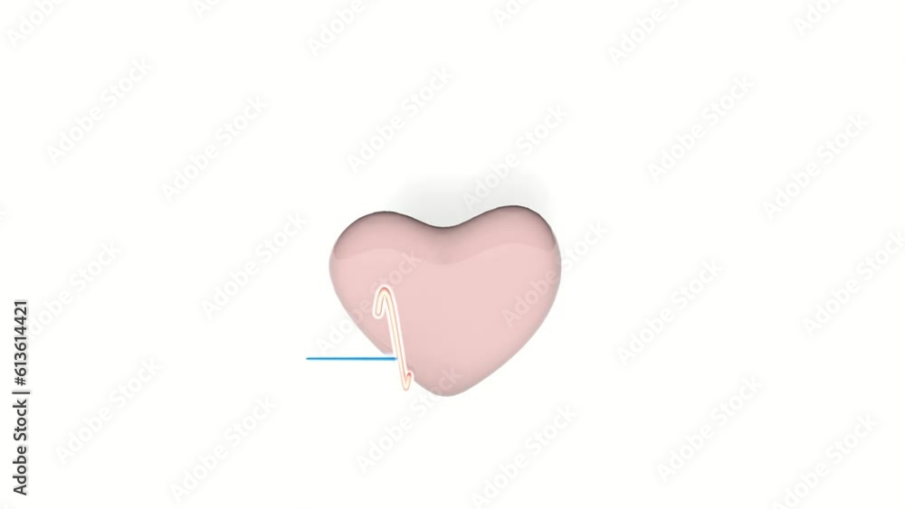 Poster heartbeat monitor line, seamlessly loop animation, white line graph of heart rhythm on medical scree