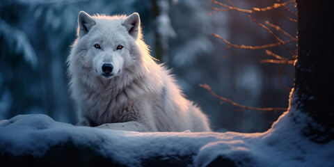 white wolf  - obrazy, fototapety, plakaty