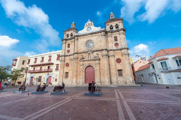 Fototapeta na wymiar Cartagena, Bolivar, Colombia. March 16, 2023: Architecture of the San Pedro de Claver Church.