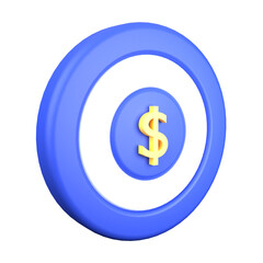 3d illustration business target object. 3D business creative design icon isolated on transparent background