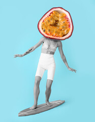 Beautiful young woman with surfboard on color background - obrazy, fototapety, plakaty