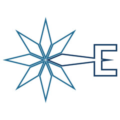 compass rose vector with E