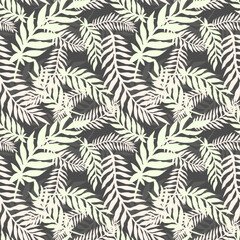 Fototapeta na wymiar Vector pattern with tropical leaves. Botanical background, vector seamless pattern.