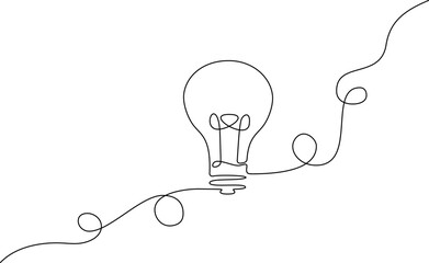 continuous single line drawing of light bulb, line art vector illustration © Christian Horz