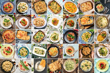 Collage with different types of Italian pasta