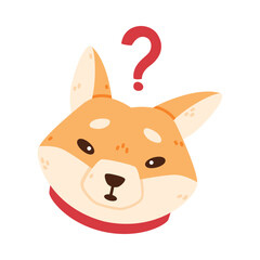 Akita Inu Dog and Domestic Animal or Pet with Question Mark Vector Illustration