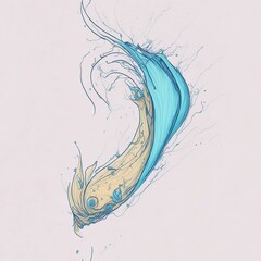 abstract watercolor drawing of the human ear. Created with generative AI.