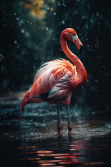 Fototapeta premium Majestic photo of a Flamingo in Action: Captivating Photography. wildlife concept AI Generative