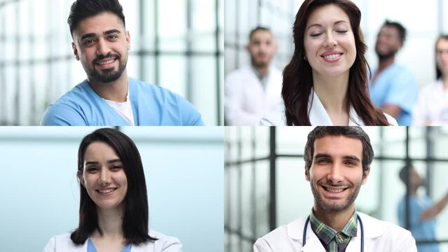 Combined images of confident positive medical professionals.