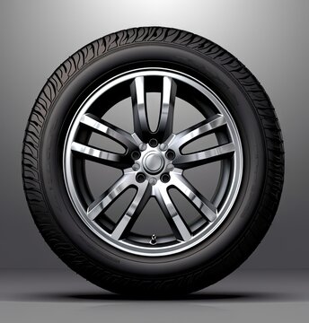Car wheels isolated on white background created with Generative AI technology.
