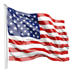 American flag isolated on white, transparent background, PNG, USA, generative ai	