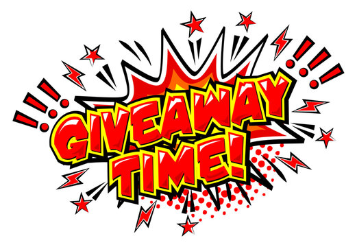 Giveaway time text style effect. Giveaway sticker design in comic popart style. Vector on transparent background
