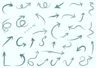 Hand-drawn arrow marks. Simple sketch abstract doodle pointer