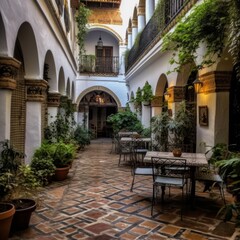Fototapeta na wymiar courtyard of a cordovan villa in andalucia, spain