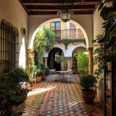 Fototapeta na wymiar courtyard of a cordovan villa in andalucia, spain 
