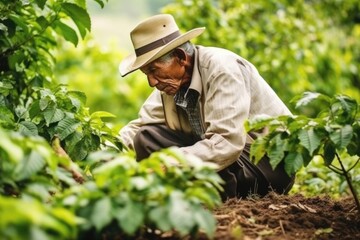 farmer on arabica coffee plantation , AI Generative