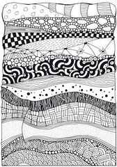 Artistic ethnic pattern. Hand-drawn, ethnic, floral, retro, doodle, vector, zentangle tribal design element. Black and white Pattern for adult coloring book