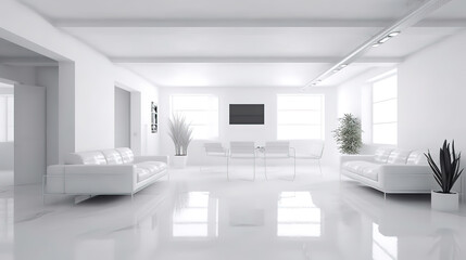 Interior of white apartment panorama. Generative Ai