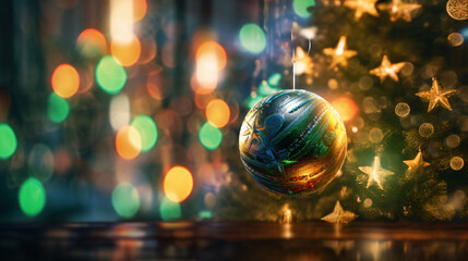 Weihnachtskugeln, Baum mit Freiraum.
Hintergrund, Weihnachtskarte
Generative AI